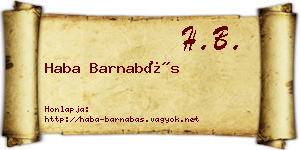 Haba Barnabás névjegykártya