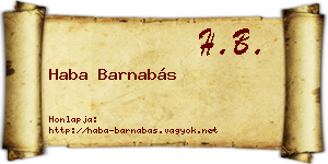 Haba Barnabás névjegykártya